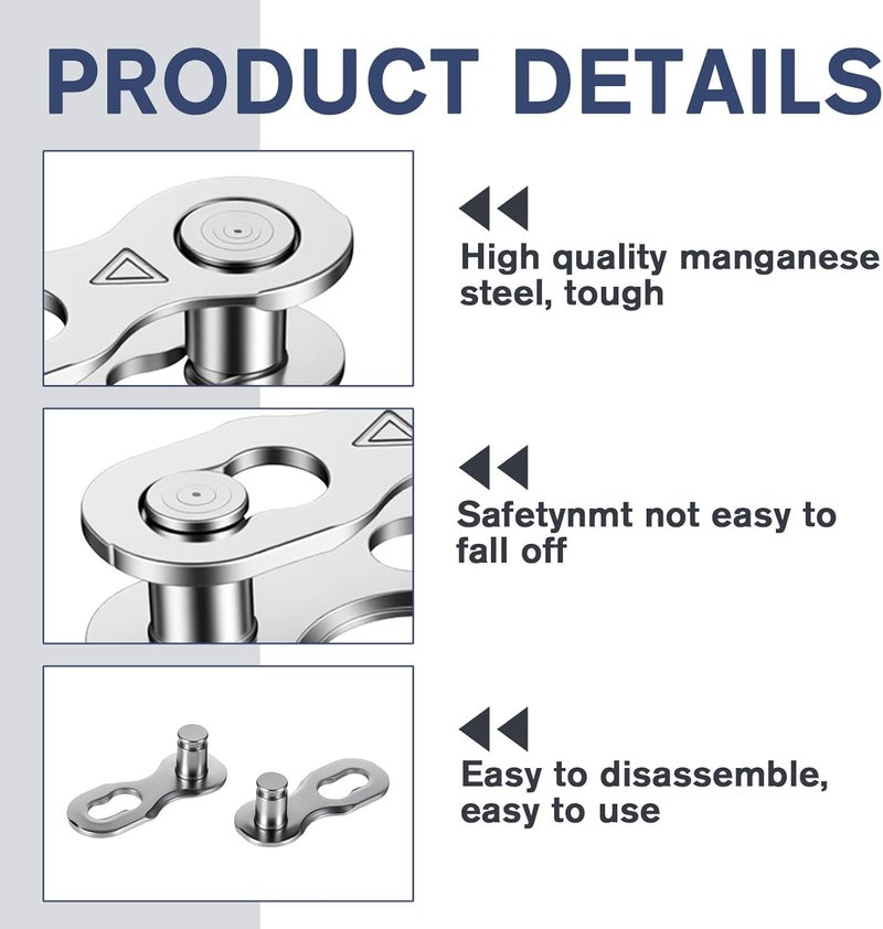Bruislard 5 Pairs Chain Master Link Reusable Steel Bike Missing Link Removable Chain Replacement Repair Accessories for Bicycles, Mountain Bikes(6 7 8 Speed) - Image 3